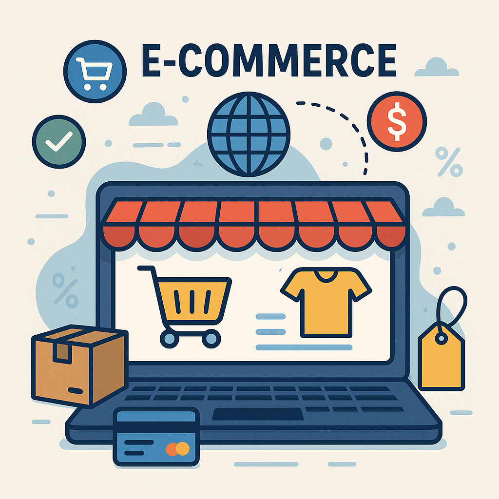 A strategic diagram illustrating the core components of how to start an e-commerce business, including niche selection, platform choice, and marketing.