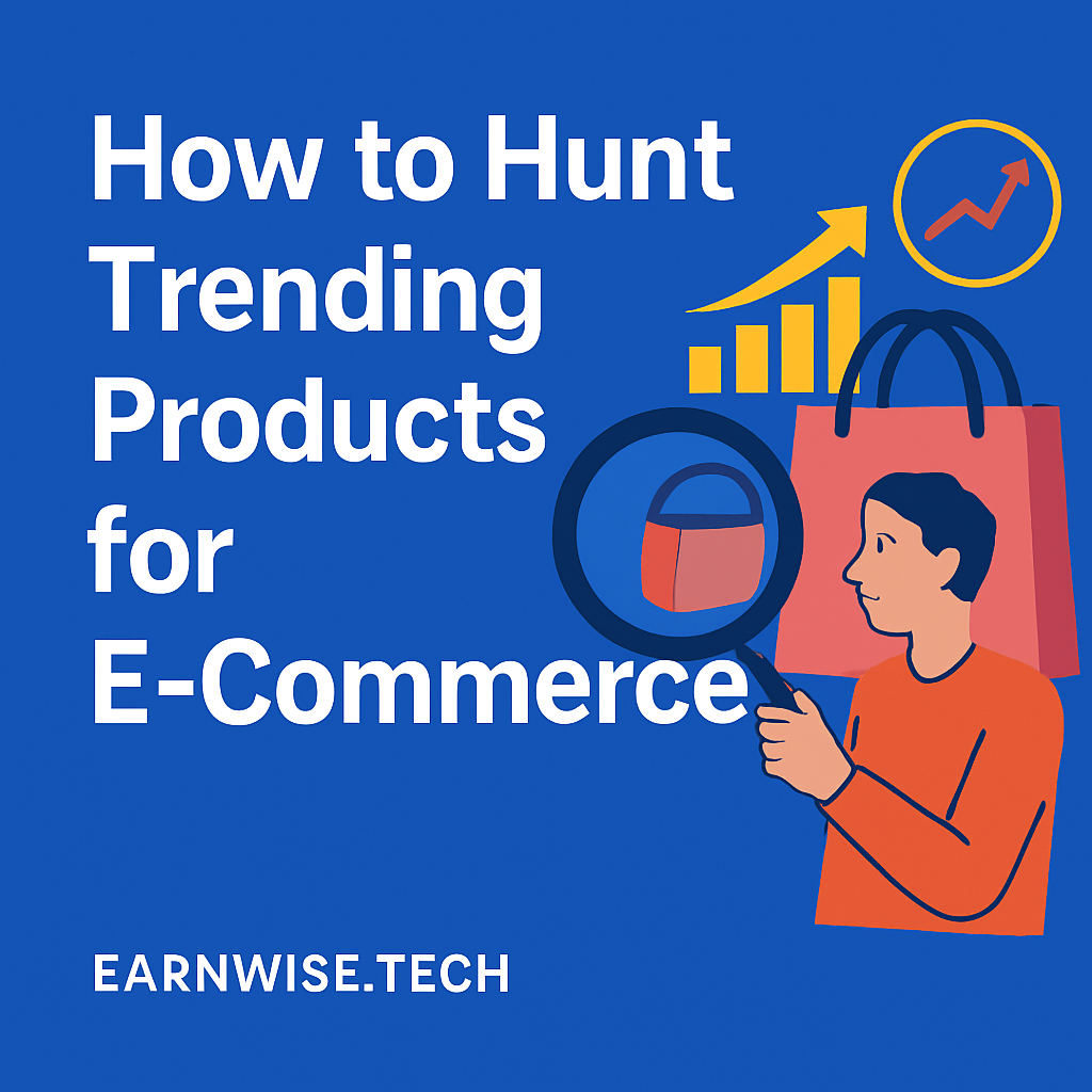 A conceptual image showing a magnifying glass over a graph, representing how to find trending e-commerce products in 2025 for UK, USA, and Canada.